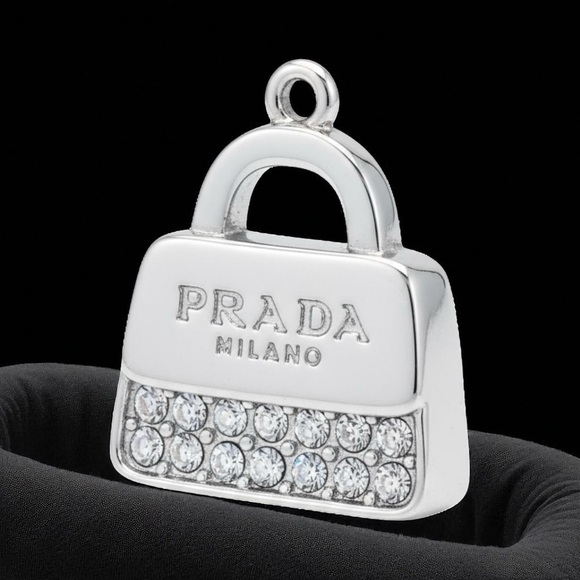 PRADA AUTHENTIC Silver Pendant Charm NEW - Picture 2 of 14